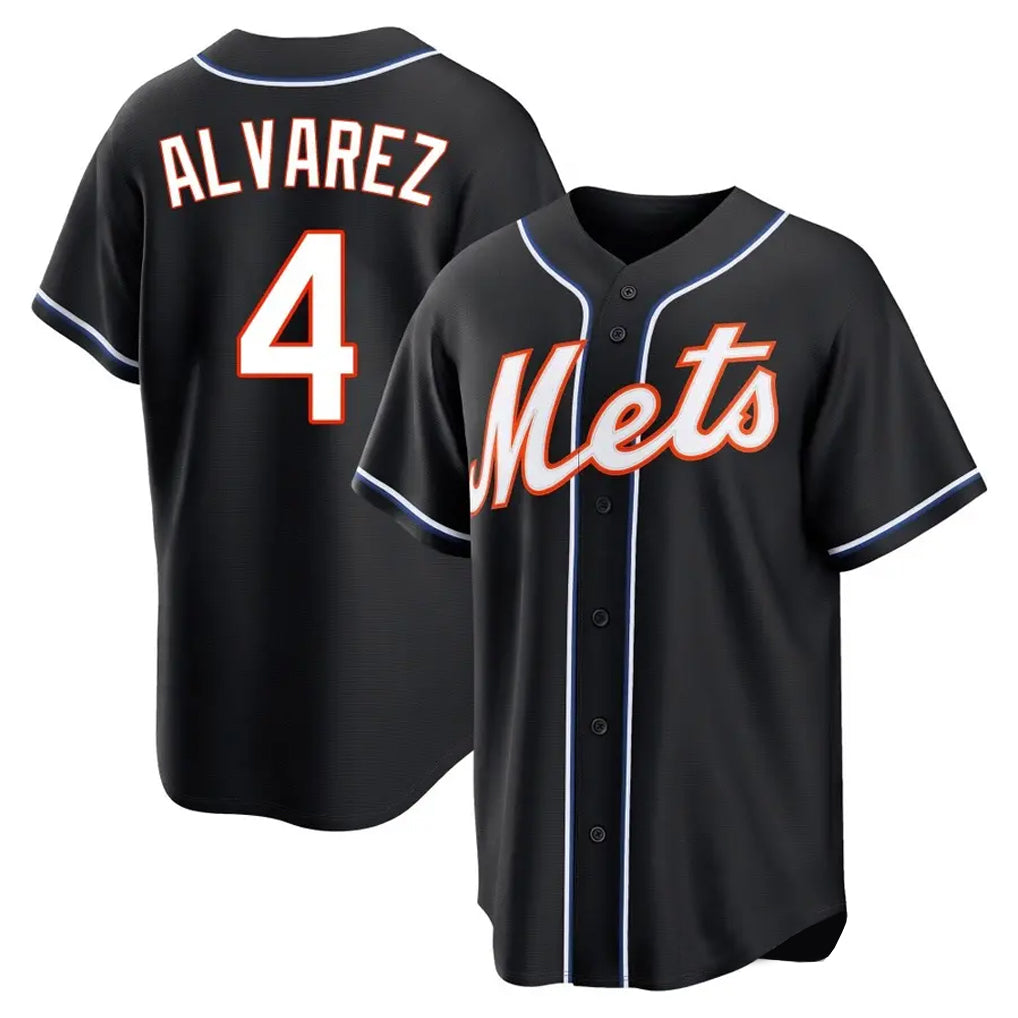 Tlead NY.Mets #4 Francisco Alvarez Player Black Fashion Out Game Stitched Jerseys