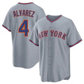 Tlead NY.Mets #4 Francisco Alvarez Player Gray Road Home Game Stitched Jerseys