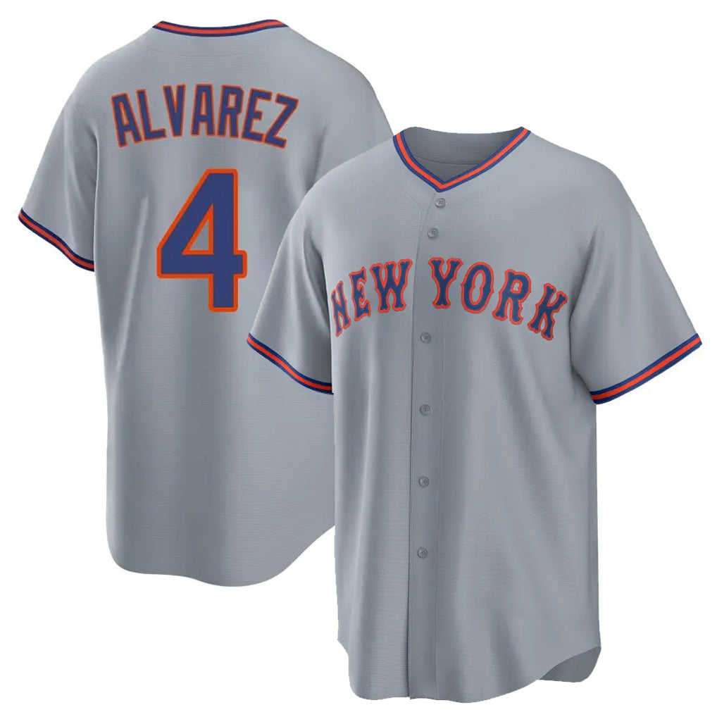 Tlead NY.Mets #4 Francisco Alvarez Player Gray Road Home Game Stitched Jerseys