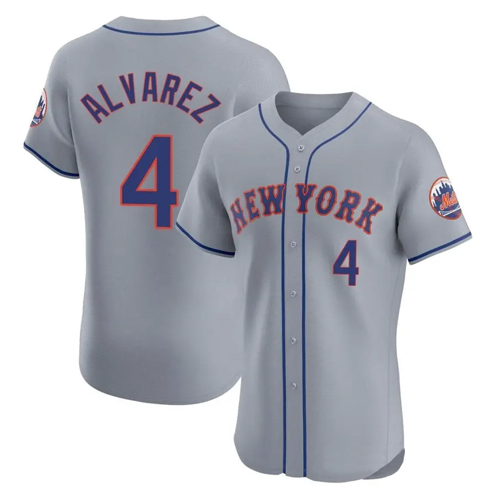 Tlead NY.Mets #4 Francisco Alvarez Player Gray Road Limited Elite Home Stitched Jerseys