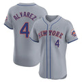Tlead NY.Mets #4 Francisco Alvarez Player Gray Road Limited Elite Home Stitched Jerseys