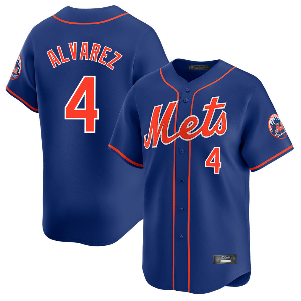 Tlead NY.Mets #4 Francisco Alvarez Player Royal Home Limited Stitched Jerseys