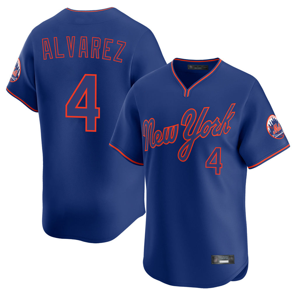 Tlead NY.Mets #4 Francisco Alvarez Player Royal T-shirt Home Limited Elite Stitched Jerseys