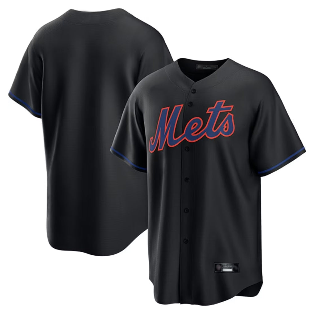Tlead NY.Mets Blank Player Black Alternate Home Game Stitched Jerseys