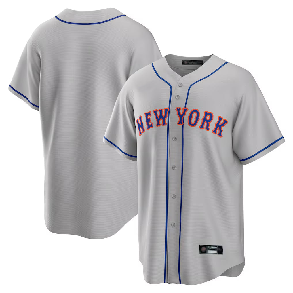 Tlead NY.Mets Blank Player Gray Road Home Game Stitched Jerseys