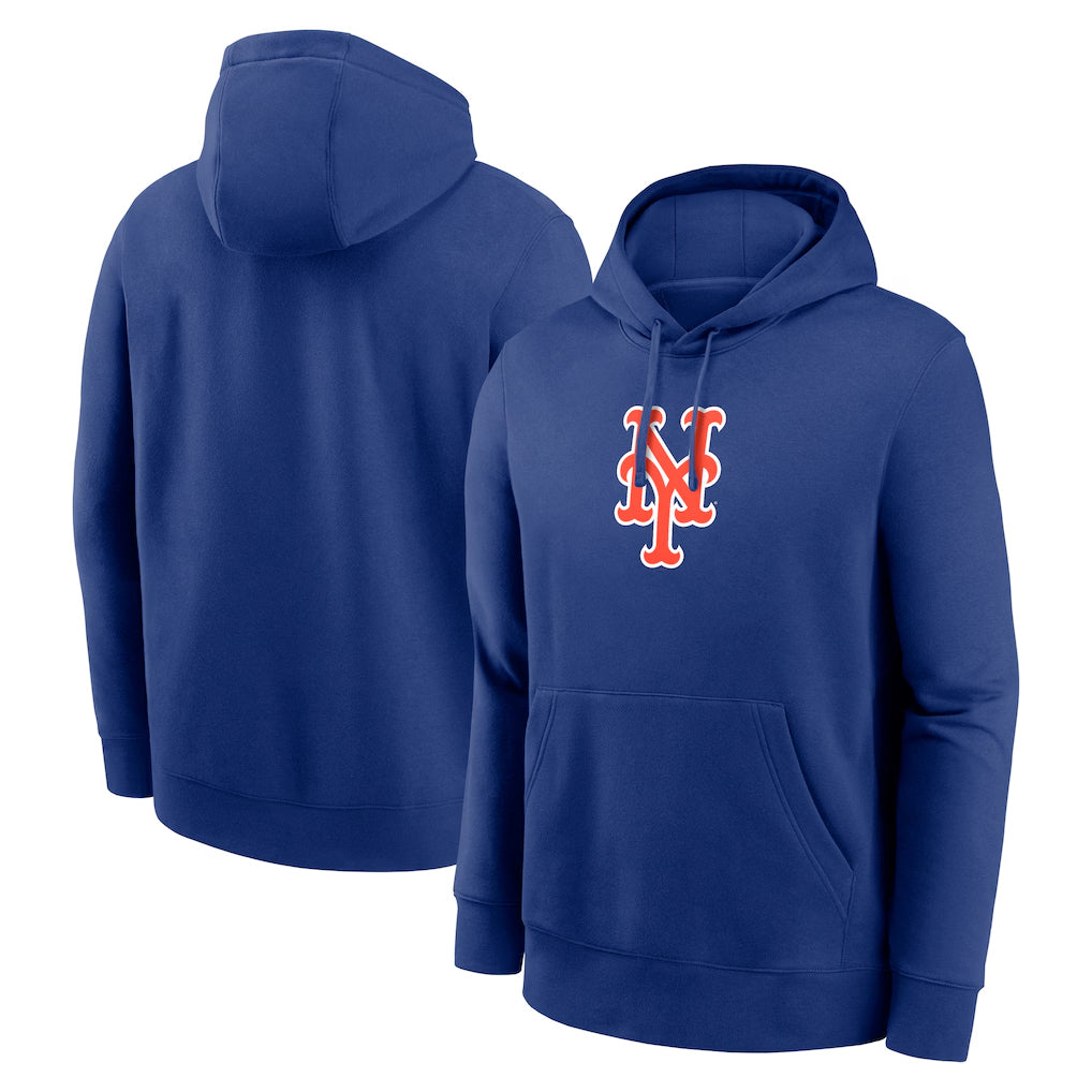 Tlead NY.Mets Blank Player Royal Logo Club Fleece Hoodie Home Stitched Jerseys