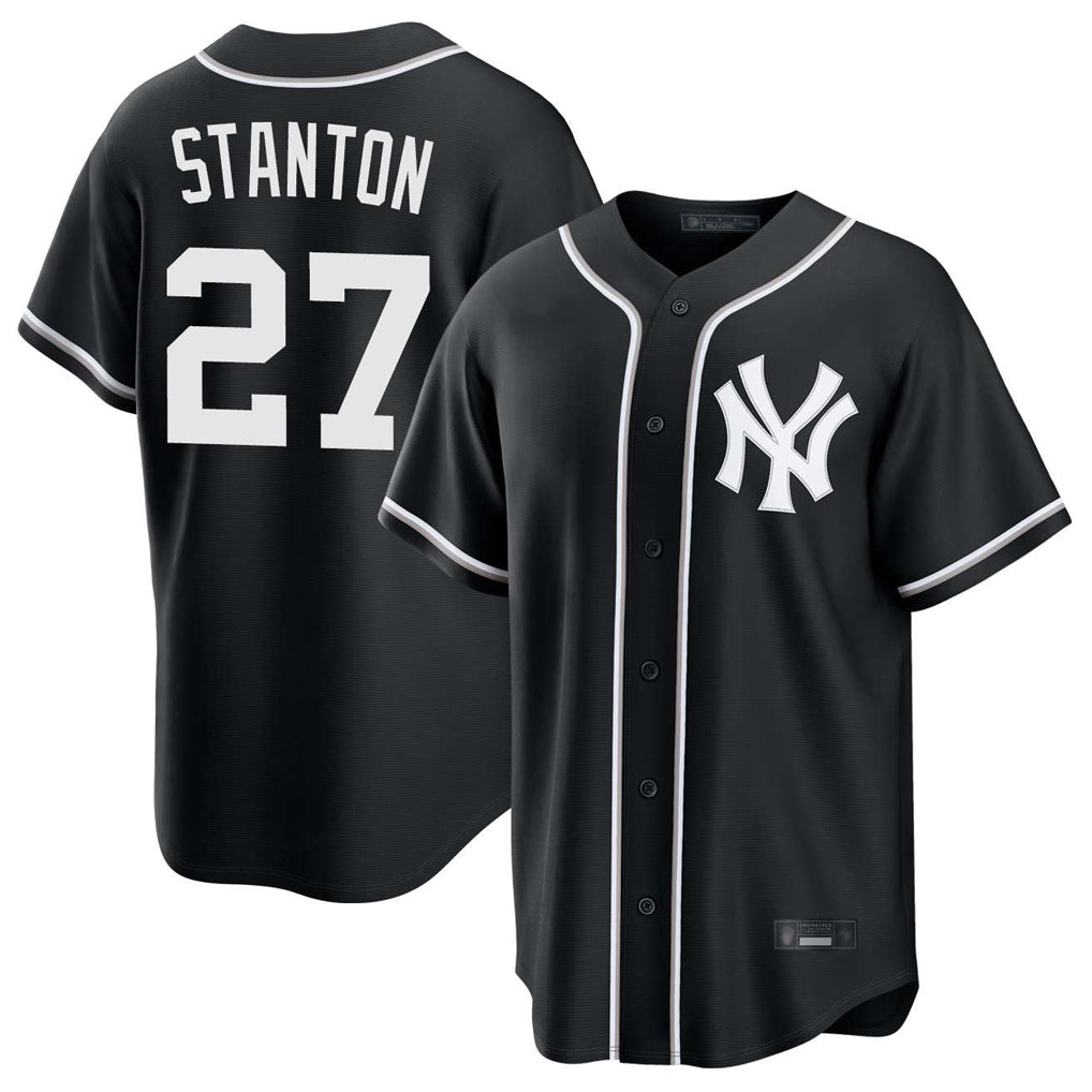 Tlead NY.Yankees #27 Giancarlo Stanton Player Black Out Game Home Stitched Jerseys