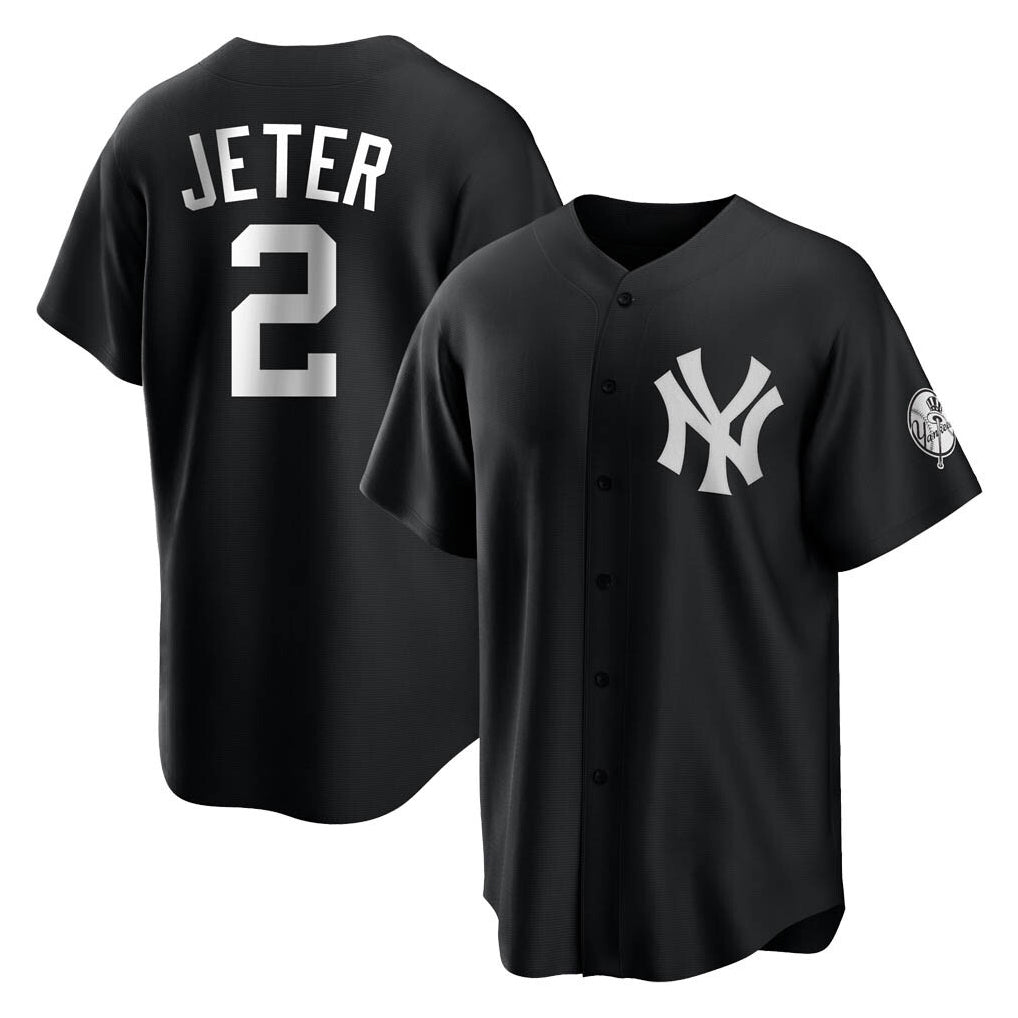 Tlead NY.Yankees #2 Derek Jeter Player Black Game Stitched Jerseys