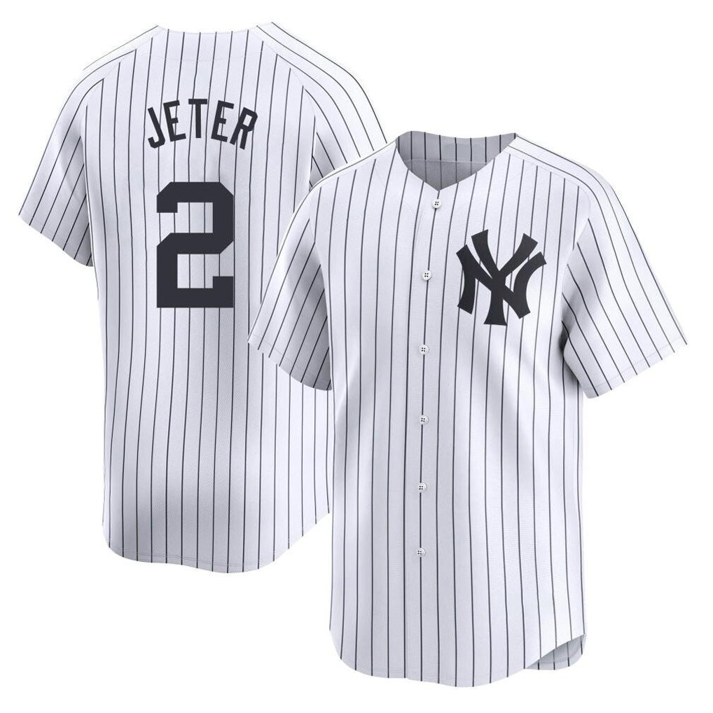 Tlead NY.Yankees #2 Derek Jeter Player White Limited Home Stitched Jerseys