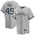 Tlead NY.Yankees #45 Gerrit Cole Player Gray Road Game Stitched Jerseys