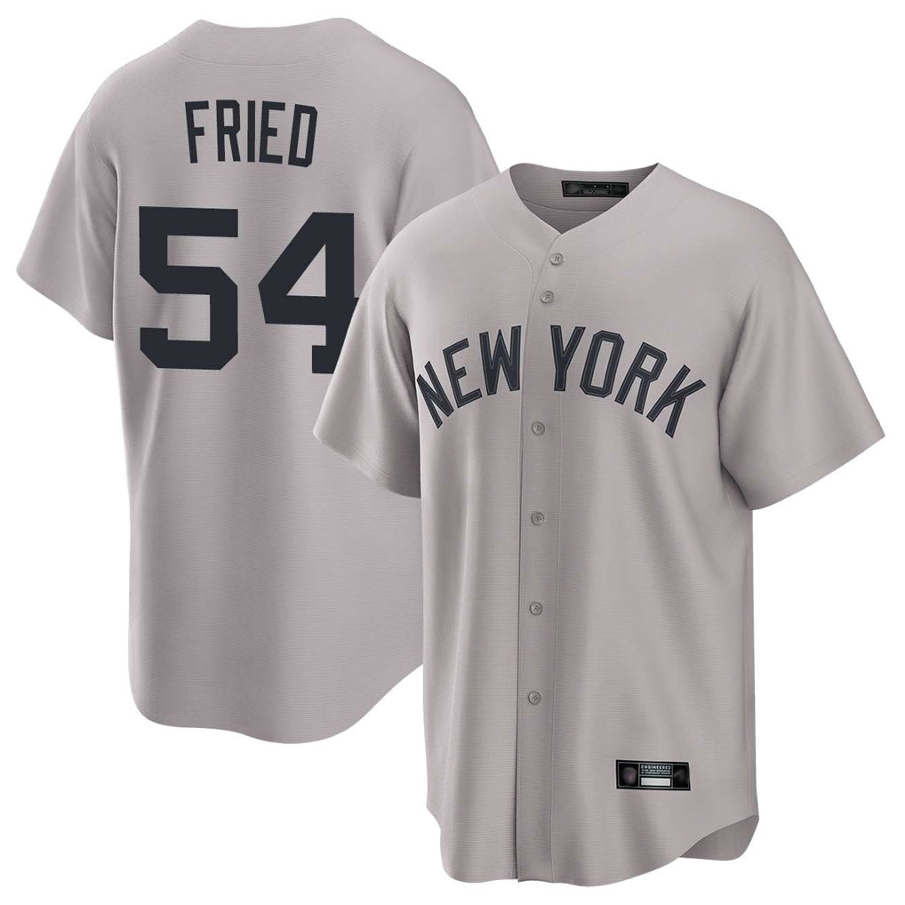 Tlead NY.Yankees #54 Max Fried Player Gray Game Home Stitched Jerseys