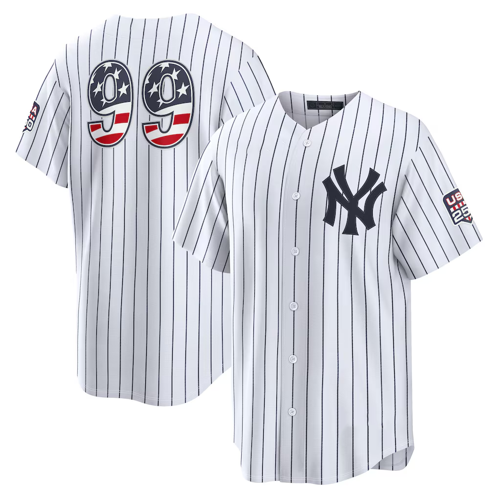 Tlead NY.Yankees #99 Aaron Judge White USA 250 Fourth of July Home Stadium Jersey