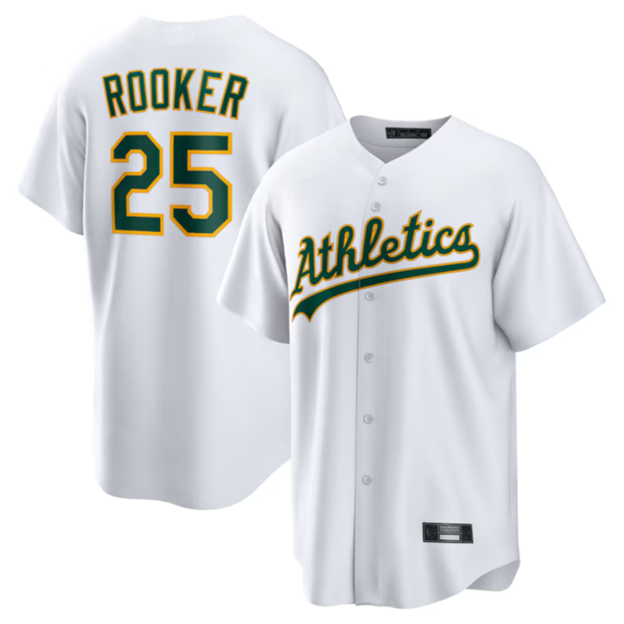 Tlead Athletics #25 Brent Rooker Player White Home Replica Jersey American Stitched Personalized Jerseys