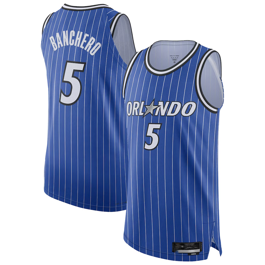 Tlead O.Magic #5 Paolo Banchero Blue Authentic Player Jerseys - Icon Edition