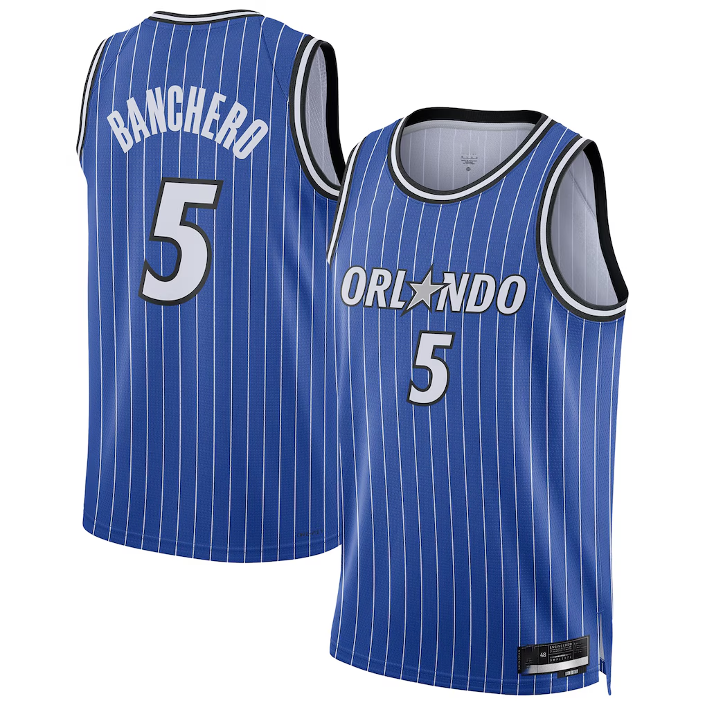 Tlead O.Magic #5 Paolo Banchero Blue Swingman Player Jerseys - Icon Edition
