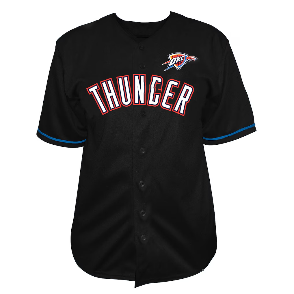 Tlead OC.Thunder Black Big & Tall Pop Full-Button Stitched Jerseys