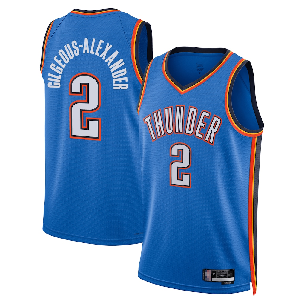 Tlead OC.Thunder #2 Shai Gilgeous-Alexander Blue Badge Swingman Replica Stitched Jerseys- Icon Edition