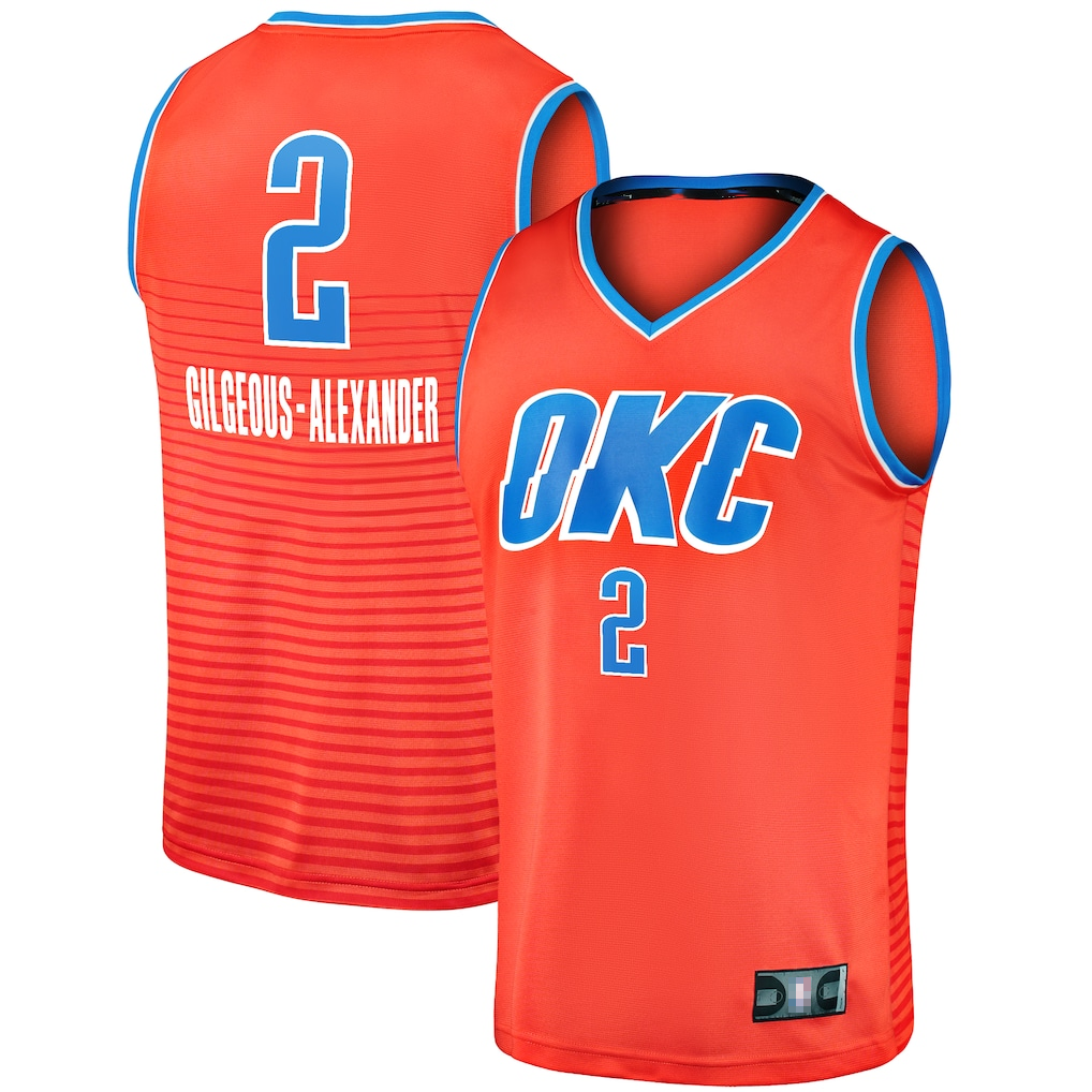 Tlead OC.Thunder #2 Shai Gilgeous-Alexander Orange Fast Break Player Stitched Jerseys - Statement Edition