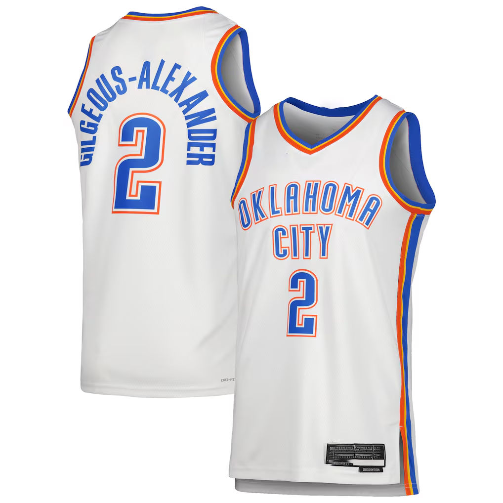 Tlead OC.Thunder #2 Shai Gilgeous-Alexander White Swingman Stitched Jerseys - Association Edition