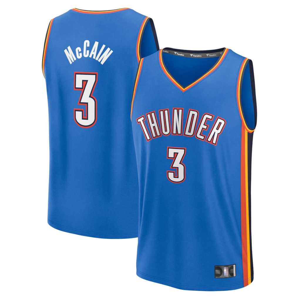 Tlead OC.Thunder #3 Jared McCain Blue Fast Break Replica Stitched Jerseys - Icon Edition