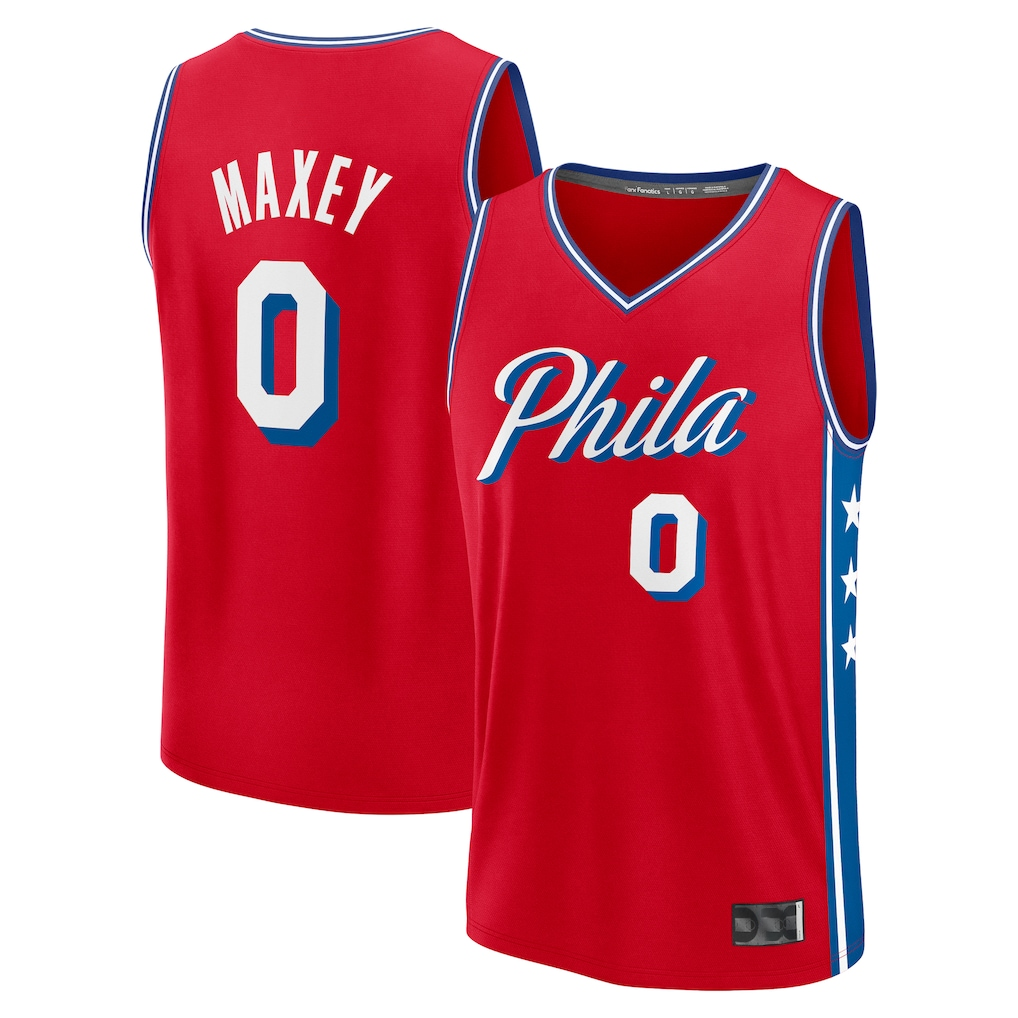 Tlead P.76ers #0 Tyrese Maxey Jordan Brand Red Swingman Jerseys - Statement Edition