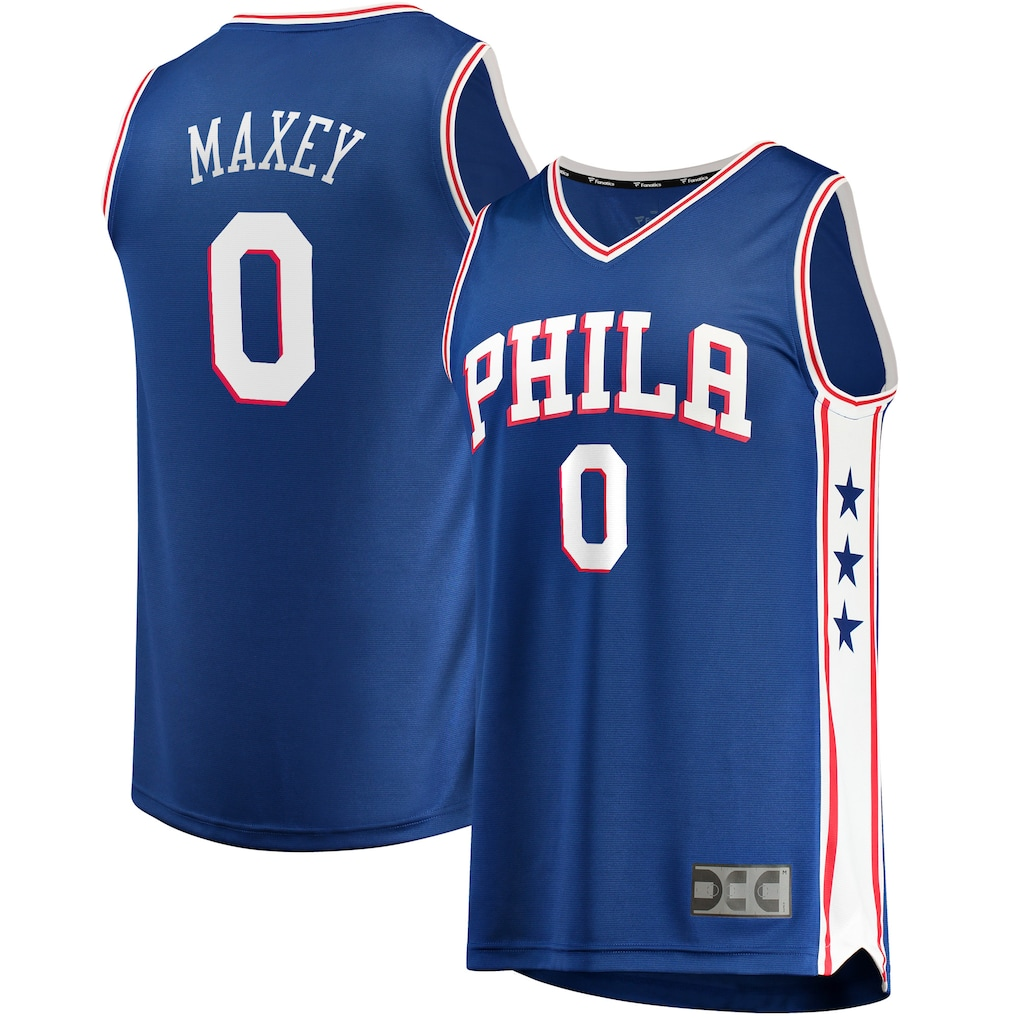 Tlead P.76ers #0 Tyrese Maxey  Royal Fast Break Replica Jerseys - Icon Edition