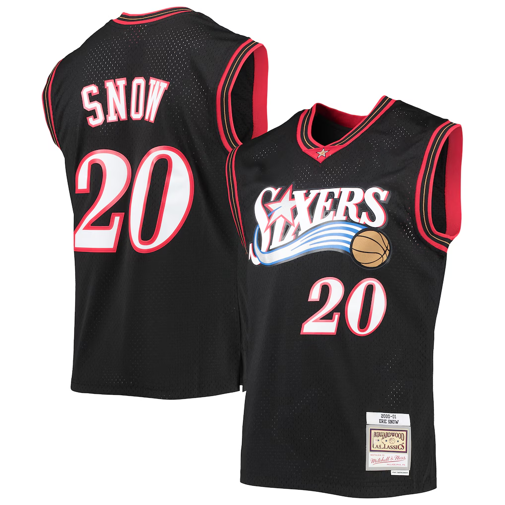 Tlead P.76ers #20 Eric Snow Mitchell & Ness Black 2000-01 Hardwood Classics Swingman Jerseys