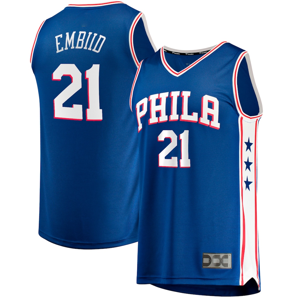 Tlead P.76ers #21 Joel Embiid  Royal Big & Tall Fast Break Player Jerseys - Icon Edition