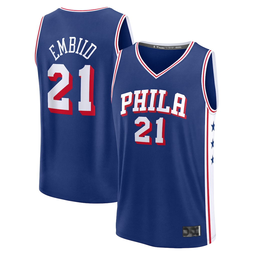 Tlead P.76ers #21 Joel Embiid  Royal Fast Break Replica Jerseys - Icon Edition
