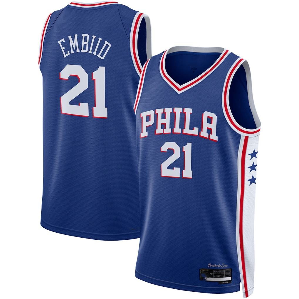 Tlead P.76ers #21 Joel Embiid Royal Swingman Jerseys - Icon Edition