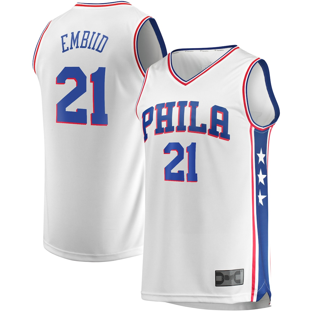 Tlead P.76ers #21 Joel Embiid White Replica Jerseys - Association Edition