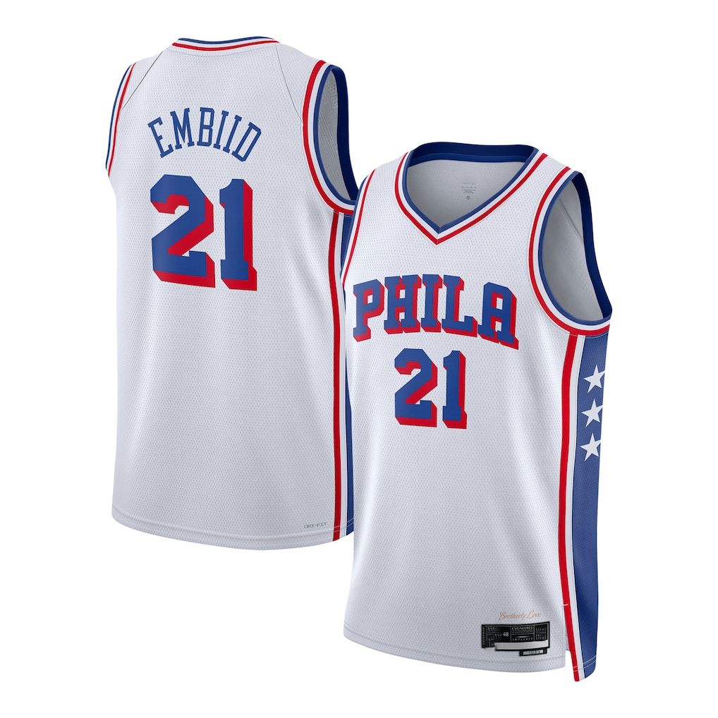 Tlead P.76ers #21 Joel Embiid White Swingman Jerseys - Association Edition