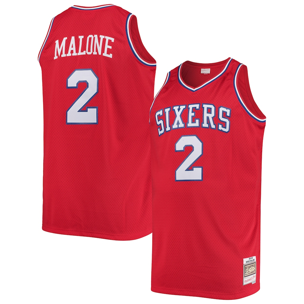 Tlead P.76ers #2 Moses Malone Mitchell & Ness Red 1982-83 Big & Tall Hardwood Classics Swingman Jerseys