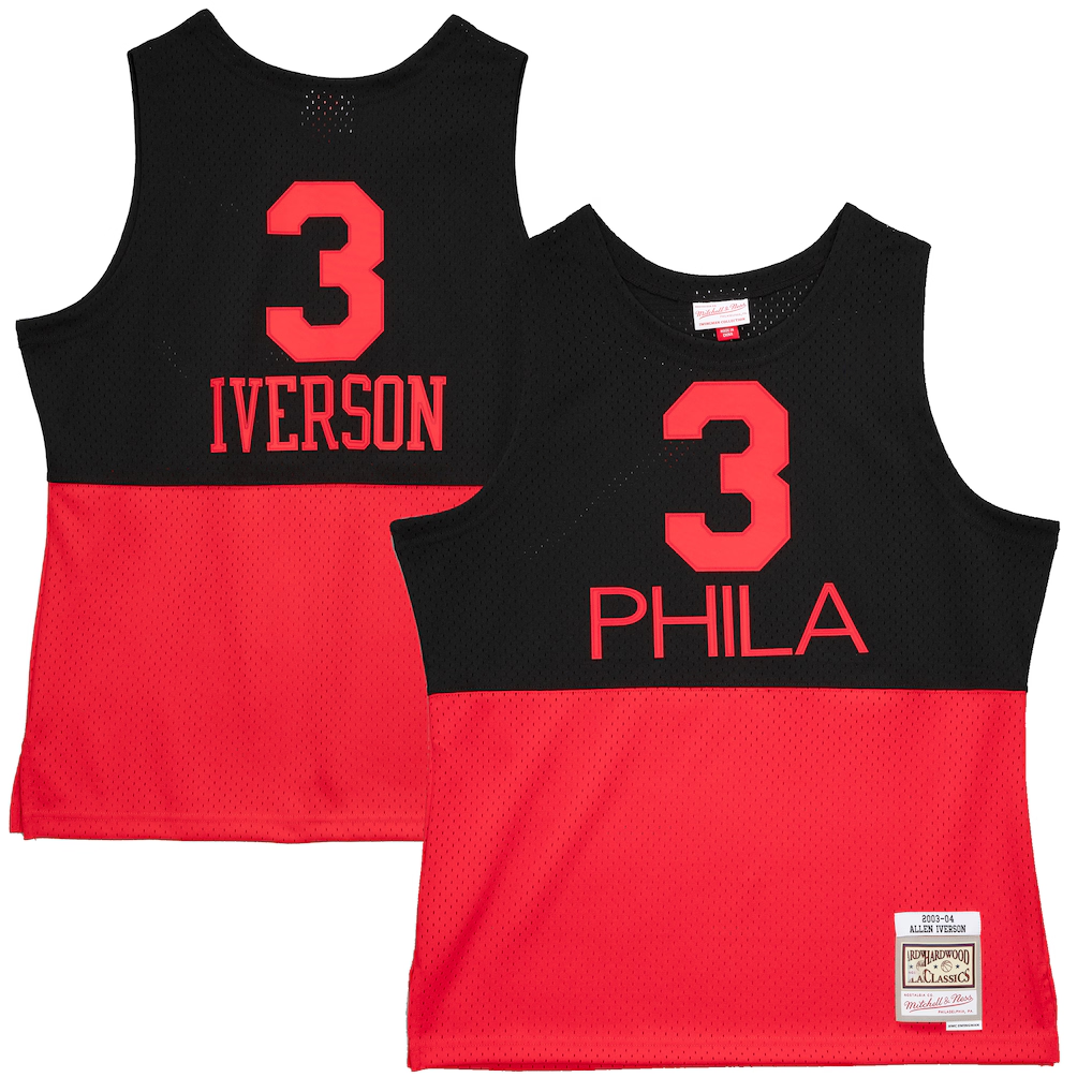 Tlead P.76ers #3 Allen Iverson Mitchell & Ness Black 2003-04 Hardwood Classics Reload 2.0 Swingman Jerseys