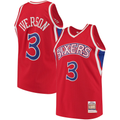 Tlead P.76ers #3 Allen Iverson Mitchell & Ness Red 199697 Hardwood Classics Authentic Jerseys