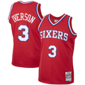 Tlead P.76ers #3 Allen Iverson Mitchell & Ness Red 2002-03 Hardwood Classics Swingman Jerseys