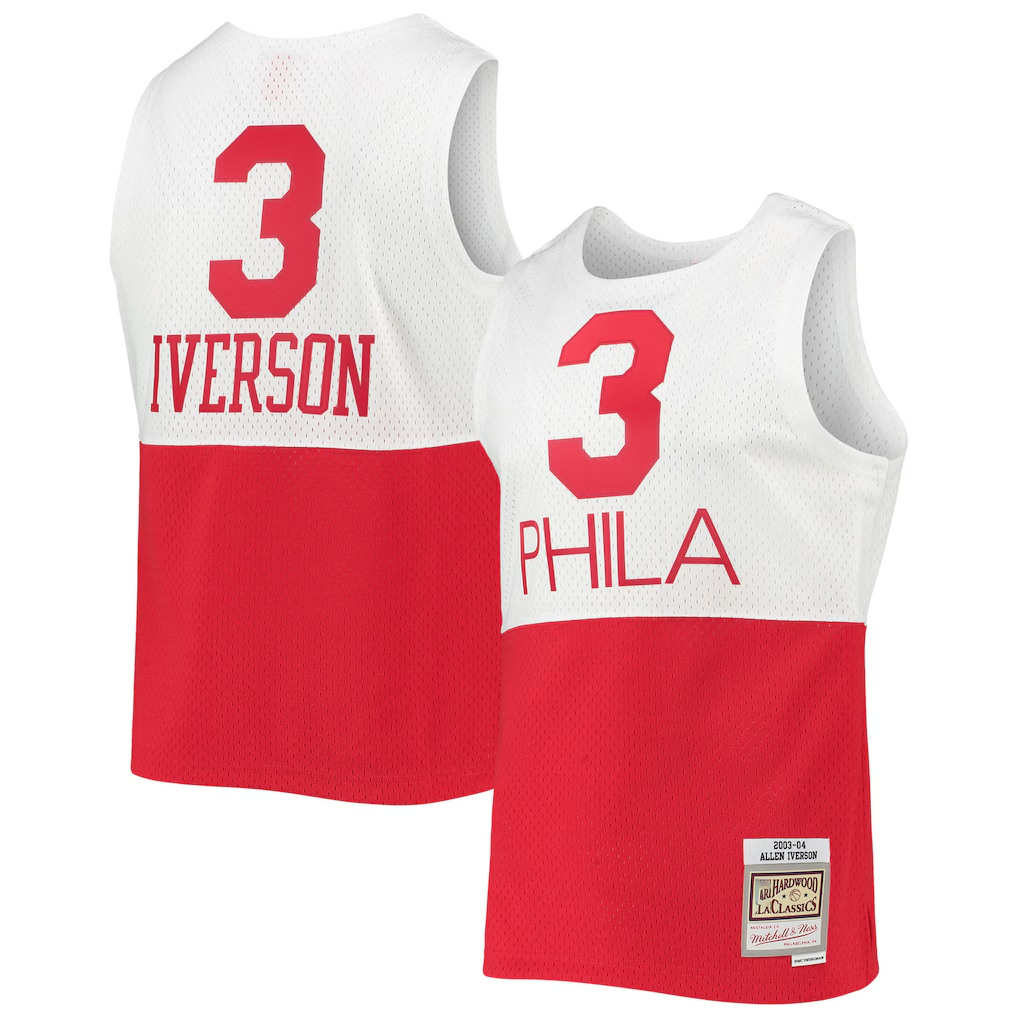 Tlead P.76ers #3 Allen Iverson Mitchell & Ness White 2003-2004 Hardwood Classics Swingman Jerseys