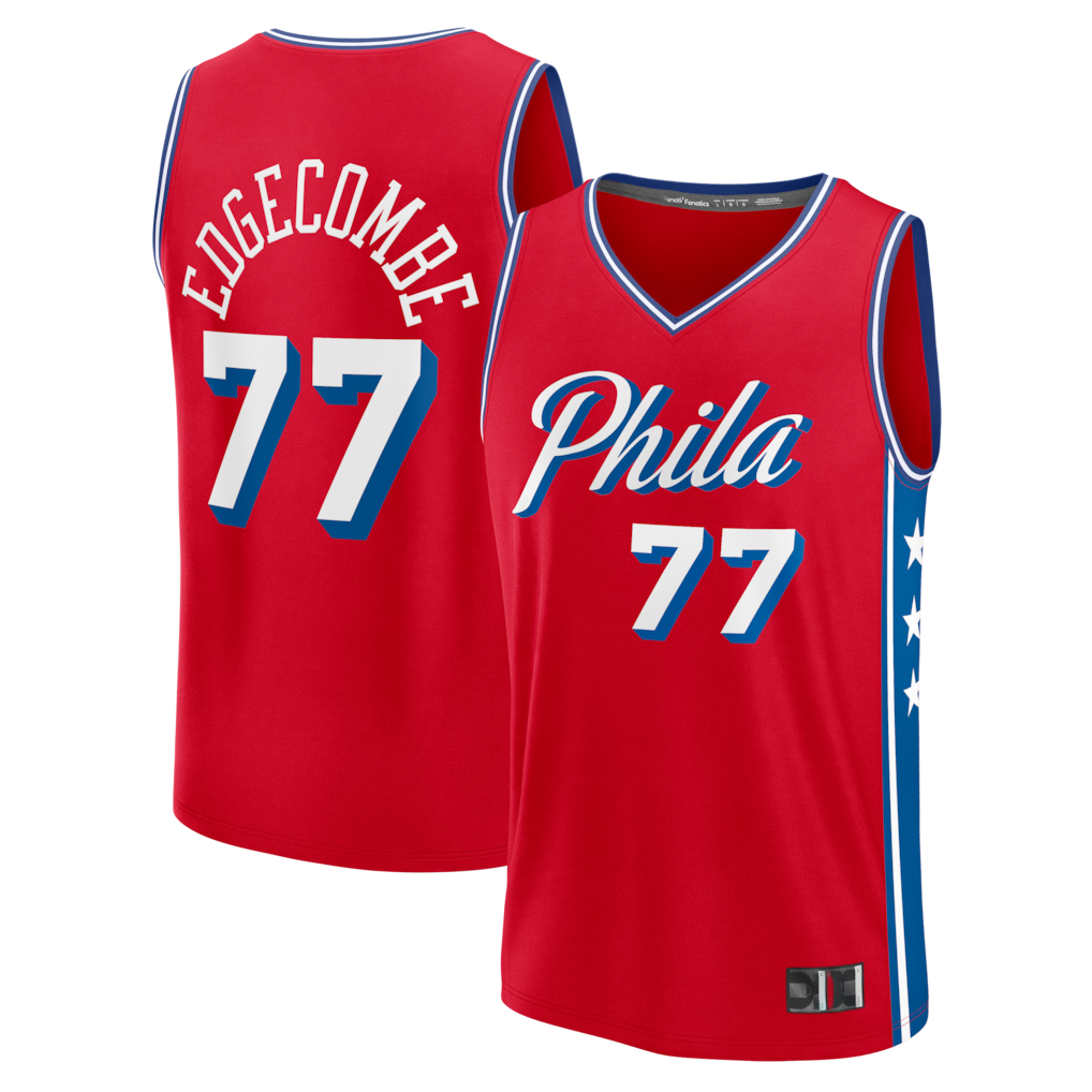 Tlead P.76ers #77 VJ Edgecombe Red Fast Break Replica Player Jerseys - Statement Edition