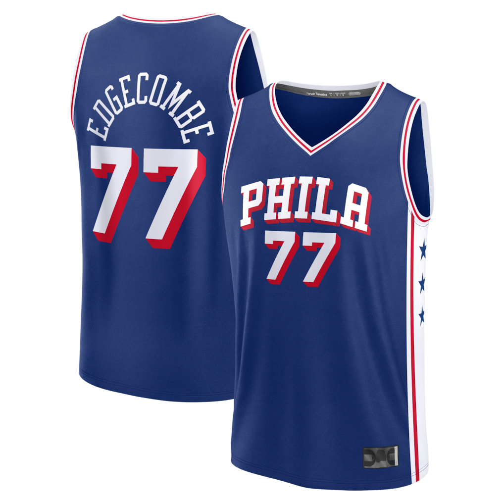 Tlead P.76ers #77 VJ Edgecombe  Royal Fast Break Jerseys - Icon Edition