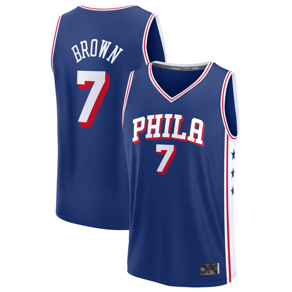 Tlead P.76ers #7 Jaylen Brown Fanatics Royal Fast Break JerseyS - Icon Edition