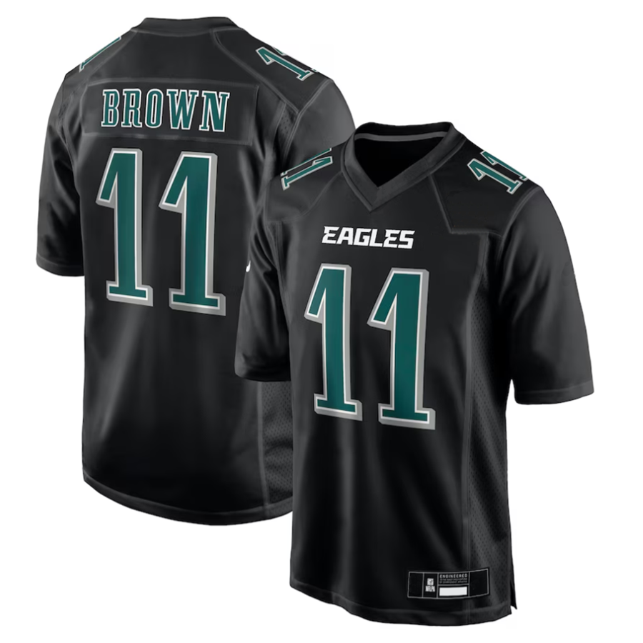 Tlead P.Eagles #11 A.J. Brown Player Black Fashion Game Stitched Jerseys