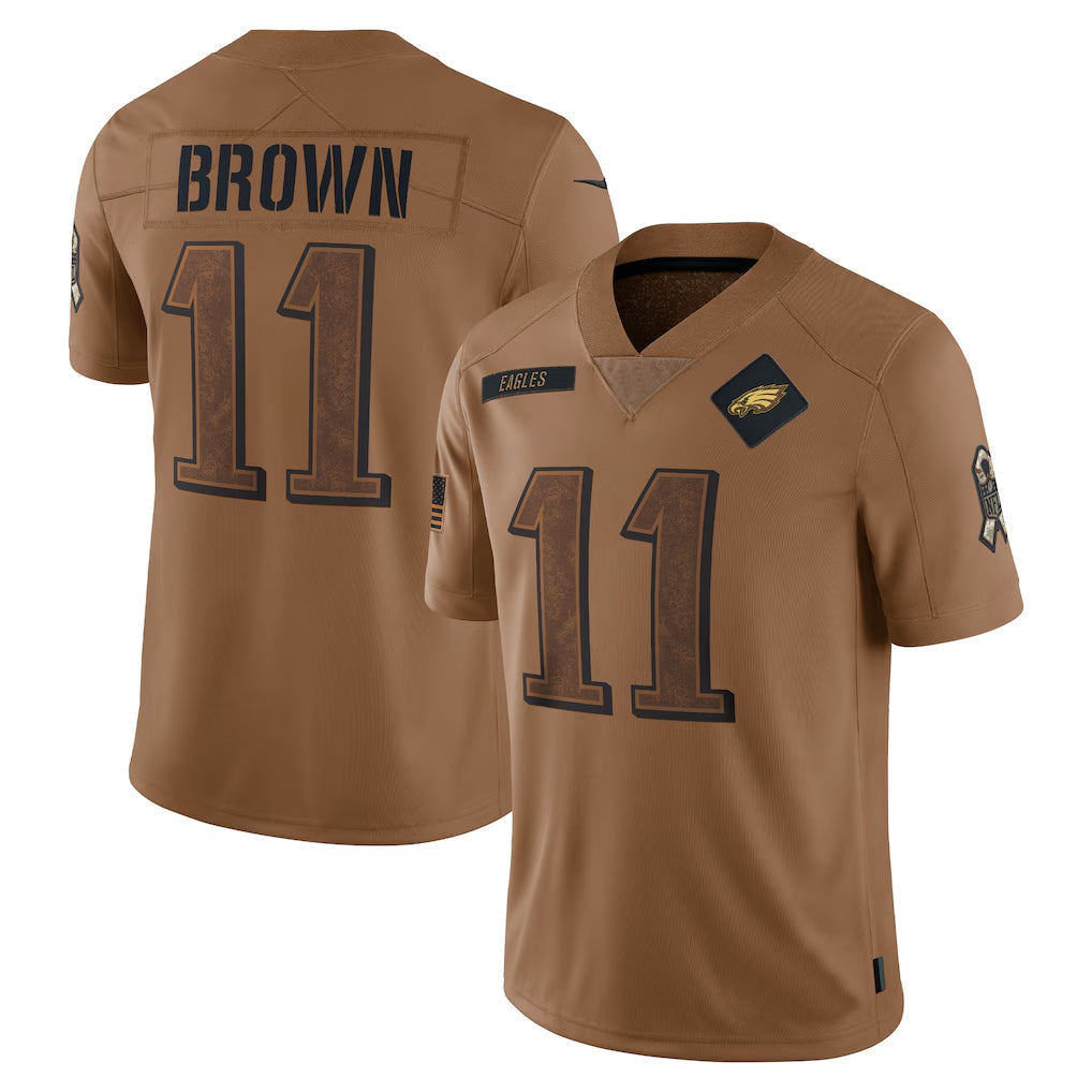 Tlead P.Eagles #11 A.J. Brown Player Brown Salute To Service Limited Stitched Jerseys