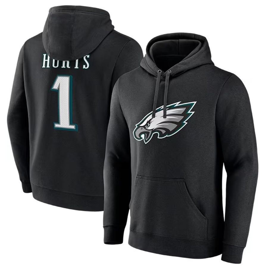 Tlead P.Eagles #1 Jalen Hurts Player Black Military Hoodie Game Stitched Jerseys