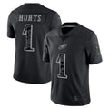 Tlead P.Eagles #1 Jalen Hurts Player Black REFLECTIVE Limited Stitched Jerseys