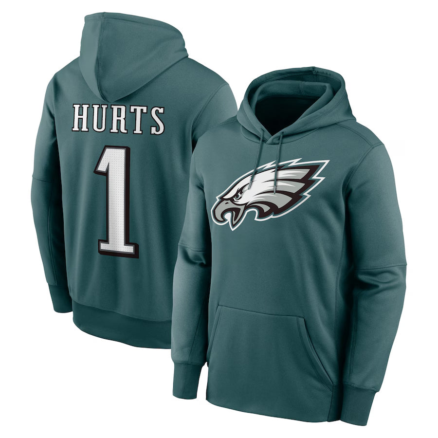 Tlead P.Eagles #1 Jalen Hurts Player Green Military Hoodie Game Stitched Jerseys