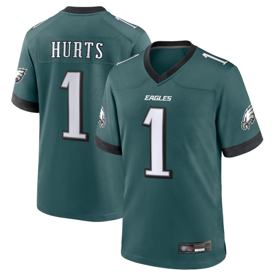 Tlead P.Eagles #1 Jalen Hurts Player Midnight Green Game Stitched Jerseys