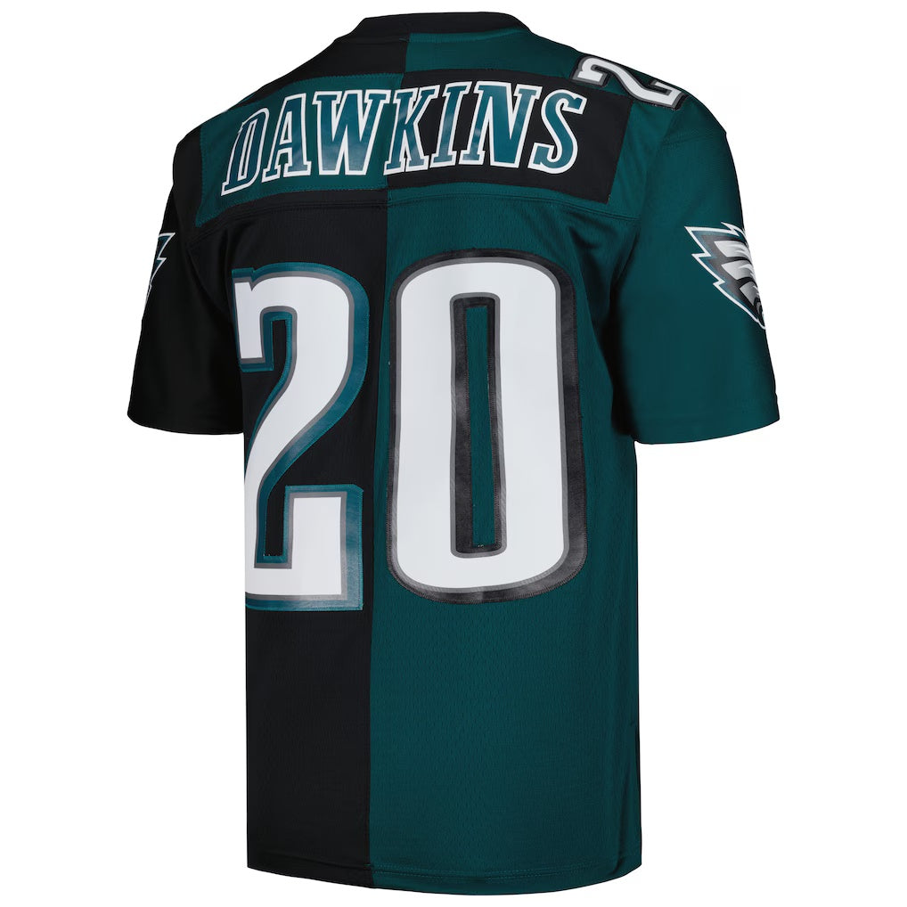 Tlead P.Eagles #20 Brian Dawkins Mitchell & Ness Midnight Green-Black Split Legacy Replica Stitched Jerseys
