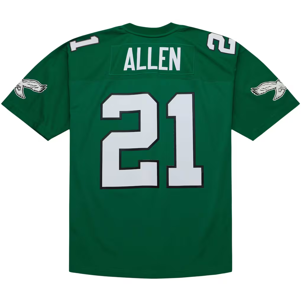 Tlead P.Eagles #21 Eric Allen Mitchell & Ness Kelly Green Legacy Replica Stitched Puhic Jersey