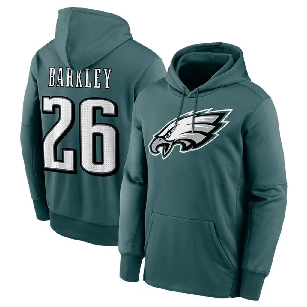 Tlead P.Eagles #26 Saquon Barkley Player Green Pullover Hoodie Stitched Jerseys