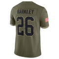 Tlead P.Eagles #26 Saquon Barkley Player Salute To Service Olive Stitched Jerseys
